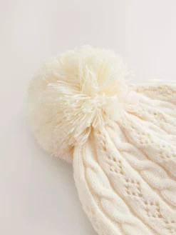 Next Pointelle Cable Knitted Pom Hat (0mths-2yrs)^ Hats & Scratch Mitts|Newborn Accessories