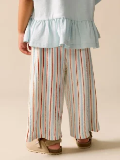 Hot Next Ecru Red & Blue Stripe Wide Leg Trousers (3mths-7yrs)