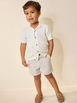 Next Revere Collar Short Sleeve Knitted Polo Shirt (3mths-7yrs)^BOY Knitwear|Knitwear