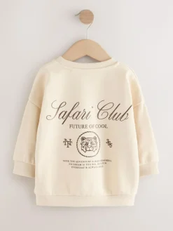 Next Ecru Safari Club Back Printed Crew Neck Jersey Sweatshirt (3mths-7yrs)^BOY Sweatshirts & Hoodies|Sweatshirts & Hoodies