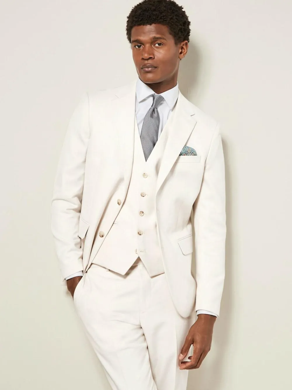 Clearance Next Ecru Slim Fit Textured Suit Jacket