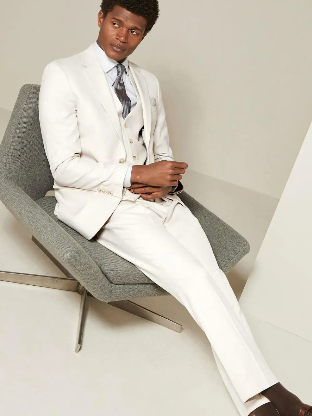 Clearance Next Ecru Slim Fit Textured Suit Jacket