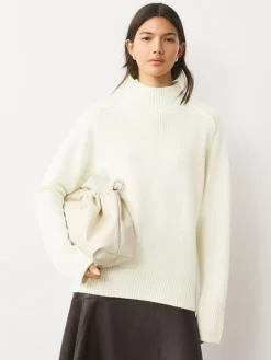 Discount Next Stand Neck Chunky Knit Jumper With Wool Ecru