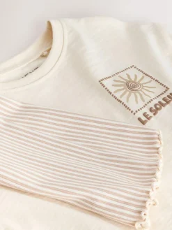 Next Ecru Sun Short Sleeve T-Shirt and Cycle Shorts Set (3mths-7yrs)