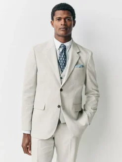 Next Ecru Tailored Fit Linen Blend Texture Suit Jacket^ Suits & Tuxedos