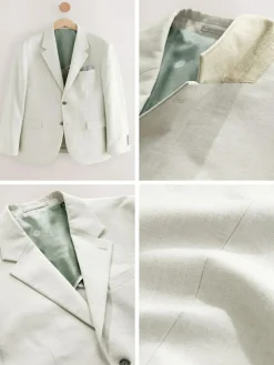 Next Ecru Tailored Fit Linen Blend Texture Suit Jacket^ Suits & Tuxedos