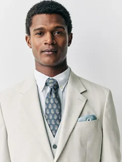 Next Ecru Tailored Fit Linen Blend Texture Suit Jacket^ Suits & Tuxedos