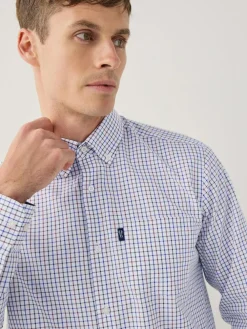 Online Next Ecru Tattersall Check Regular Fit Easy Iron Button Down Oxford Shirt