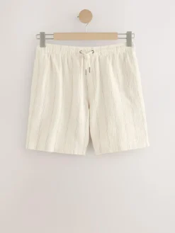 Next Ecru Textured Stripe Elasticated Waist Shorts^ Shorts
