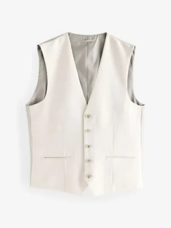 Next Ecru Textured Suit Waistcoat^ Vests