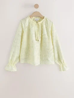 Outlet Next Tufty Jacquard Long Sleeve Blouse Ecru