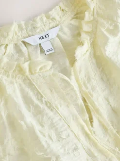 Outlet Next Tufty Jacquard Long Sleeve Blouse Ecru