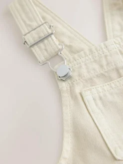 Next Ecru Twill Woven Cotton Cargo Dungarees (3mths-7yrs)