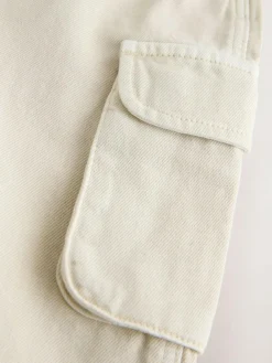 Next Ecru Twill Woven Cotton Cargo Dungarees (3mths-7yrs)