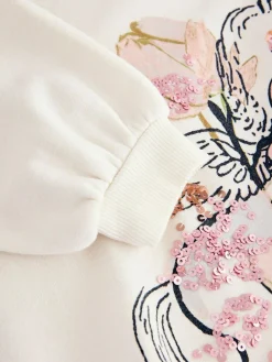 Next Ecru Unicorn Graphic Jumper Dress (3-16yrs)^ Knitwear & Sweaters|Knitwear