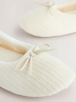 Next Velour Cord Ballet Slippers^Women All Night & Lounge|Slippers
