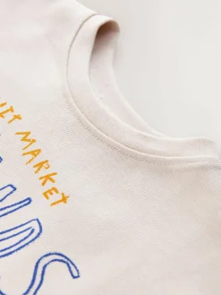 Online Next Ecru White Apple Character Short Sleeve Top and Leggings Set (3mths-7yrs)