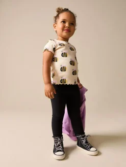 Hot Next Short Sleeve Rib T-Shirt (3mths-7yrs) Ecru White Bee