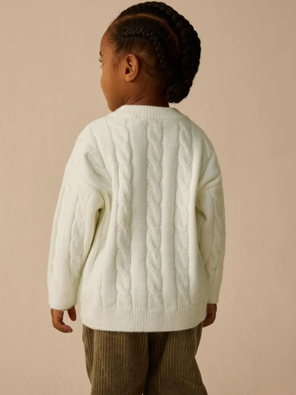 Next Ecru White Cable Knit Crew Neck Jumper (3mths-7yrs)^BOY Knitwear|Knitwear