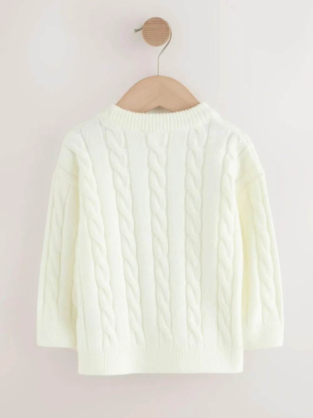 Next Ecru White Cable Knit Crew Neck Jumper (3mths-7yrs)^BOY Knitwear|Knitwear