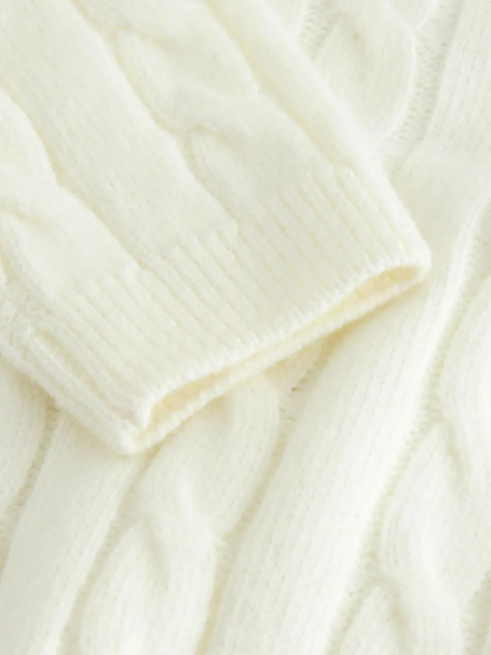 Next Ecru White Cable Knit Crew Neck Jumper (3mths-7yrs)^BOY Knitwear|Knitwear