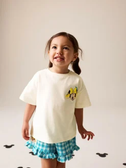 Next Ecru White Disney Minnie and Mickey Short Sleeve Top and Shorts Set (3mths-7yrs)^ Baby Girls|Tops