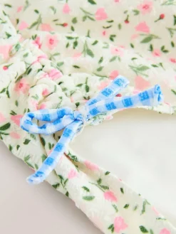 Outlet Next Strappy Ruched Swimsuit (3-16yrs) Ecru White Ditsy Floral