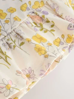 Next Ecru White Floral Short Sleeve Peplum T-Shirt (3mths-7yrs)^ Tops|T-Shirts