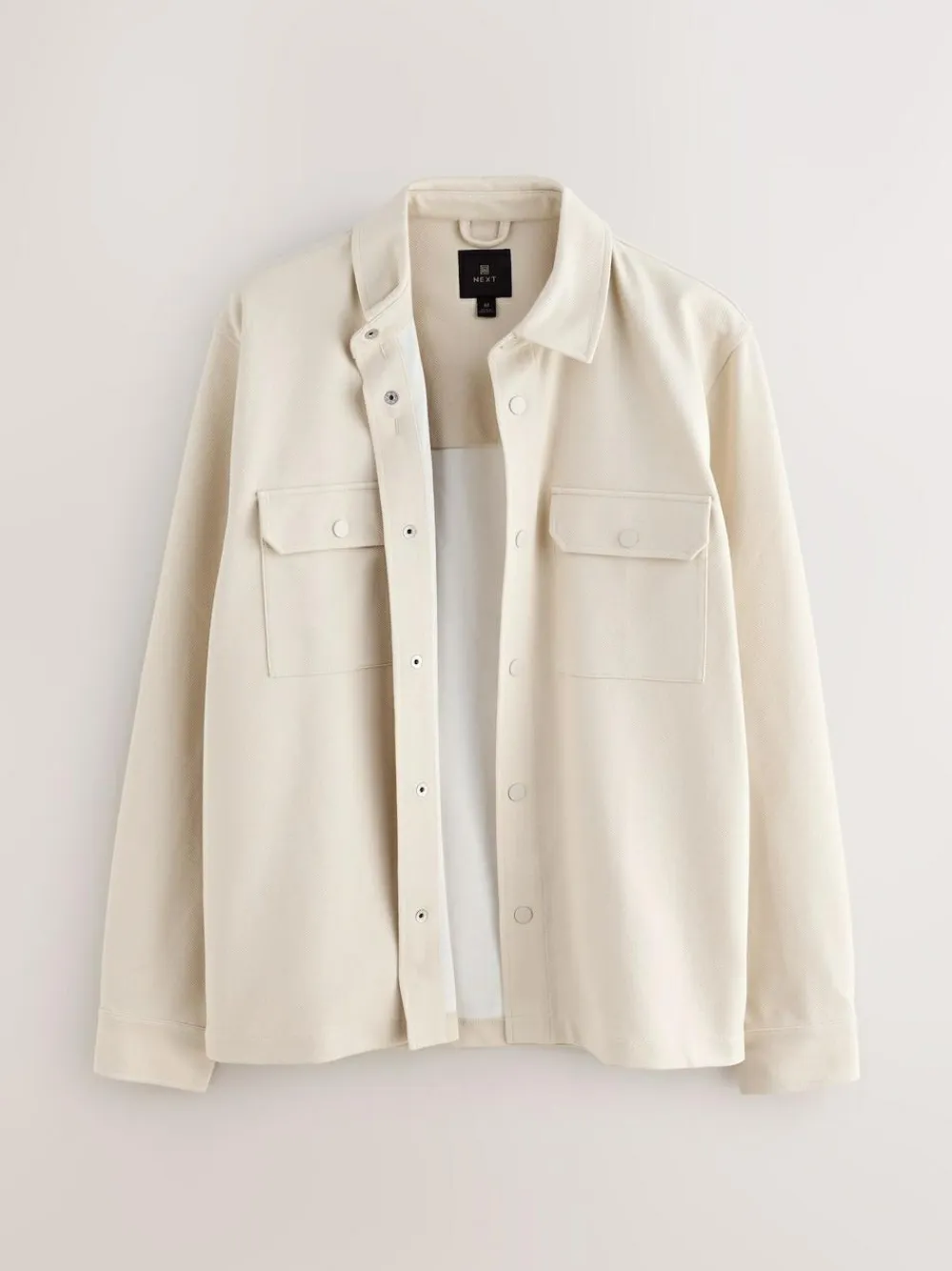 Next Ecru White Jersey Twill Popper Shacket^ Occasionwear|Coats & Jackets