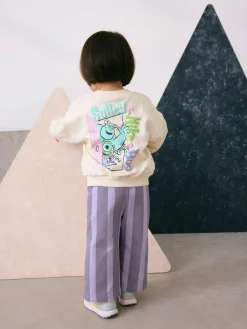 Next Ecru White Monsters, Inc Long Sleeve Top and Barrel Leg Trousers (3mths-7yrs)