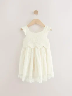 Outlet Next Ecru White Occasion Knit Dress (3mths-10yrs)