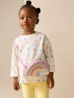Next Ecru White Rainbow Long Sleeve Bag Top (3mths-7yrs)^ Tops|Tops