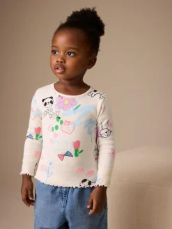 Sale Next Ecru White Rib Long Sleeve T-Shirt (3mths-7yrs)