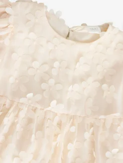 Next Short Sleeve 3D Flowers Dress (3mths-8yrs) Ecru White