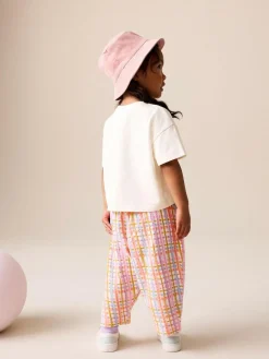 Best Next Ecru White Smiley Short Sleeve Top and Barrel Trousers Set (3mths-7yrs)