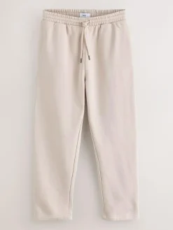 Next Ecru White Straight Fit Relaxed Fit Brushback Heavyweight Joggers^ Joggers|Joggers