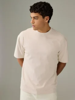 Next Ecru White/Green/Rust Red Relaxed Fit Heavyweight T-Shirts 3 Pack^ Tops & T-Shirts