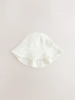 Next Ecru Woven Crinkle Baby Bucket Hat (0mths-2yrs)^ Hats & Scratch Mitts|Newborn Accessories