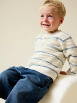 Next Knitted Stripe Henley Jumper (3mths-7yrs)^BOY Knitwear|Knitwear