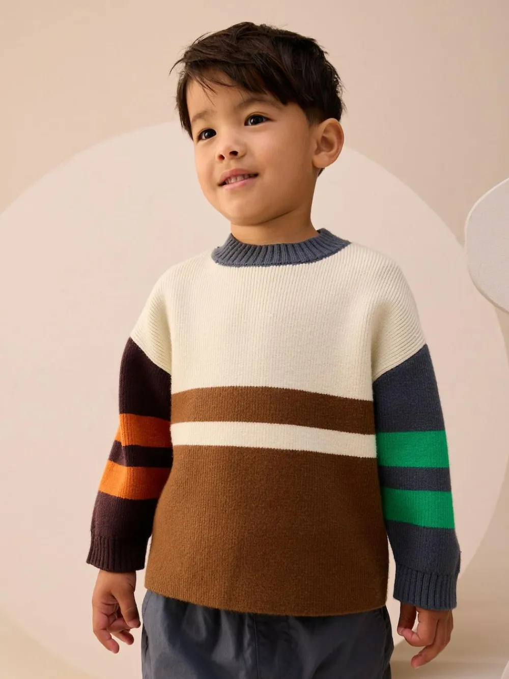Next Ecru/Brown Knitted Jumper (3mths-7yrs)^BOY Knitwear|Knitwear
