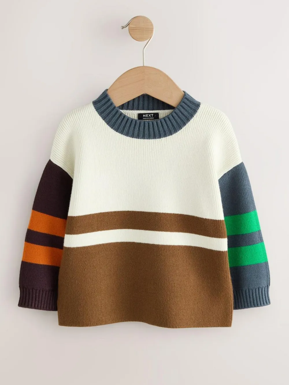 Next Ecru/Brown Knitted Jumper (3mths-7yrs)^BOY Knitwear|Knitwear