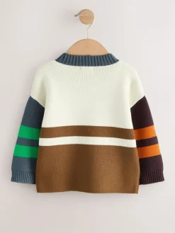 Next Ecru/Brown Knitted Jumper (3mths-7yrs)^BOY Knitwear|Knitwear
