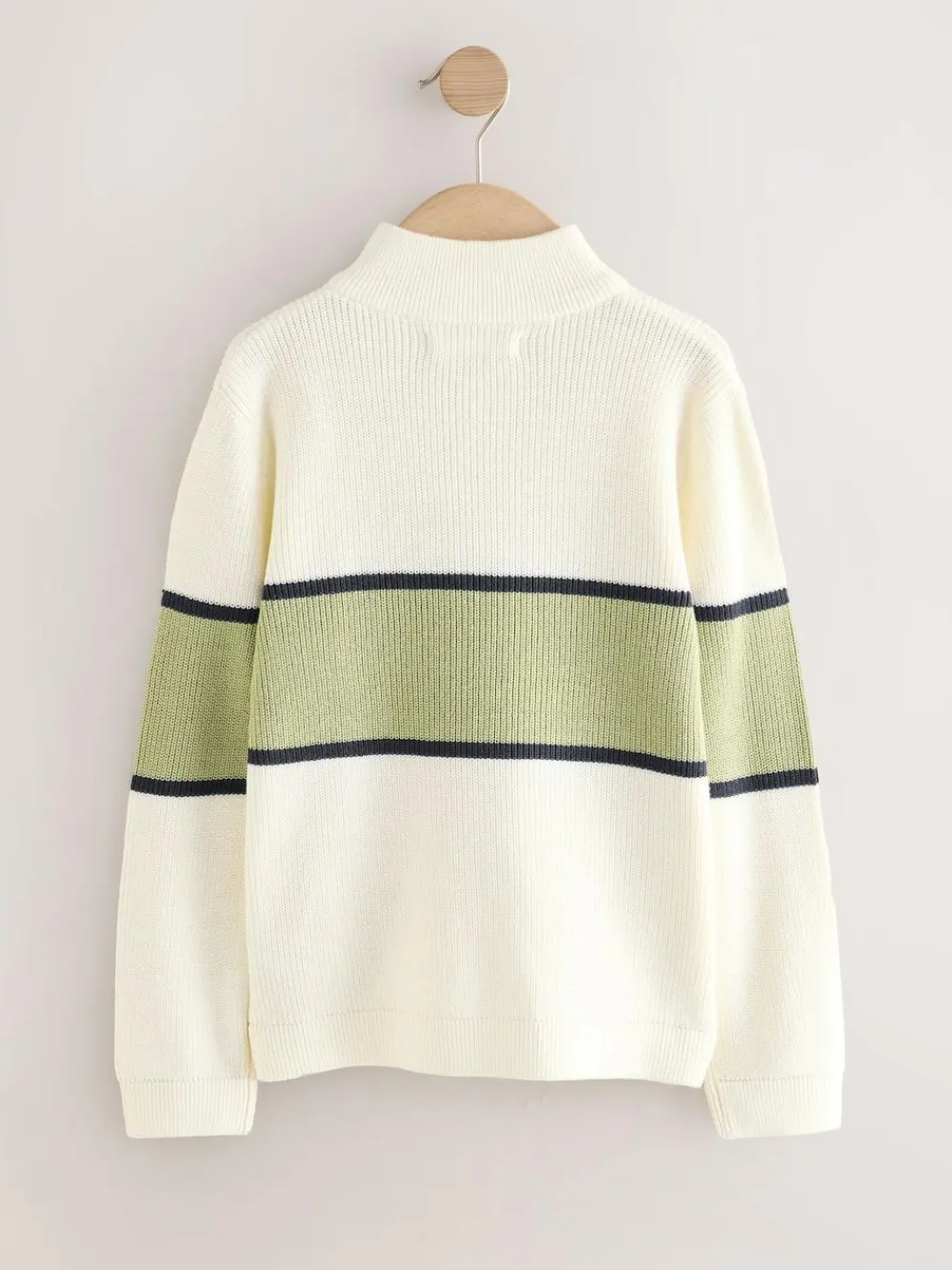 Sale Next Colourblock Zip Neck Knitted Jumper (3-16yrs) Ecru/Green