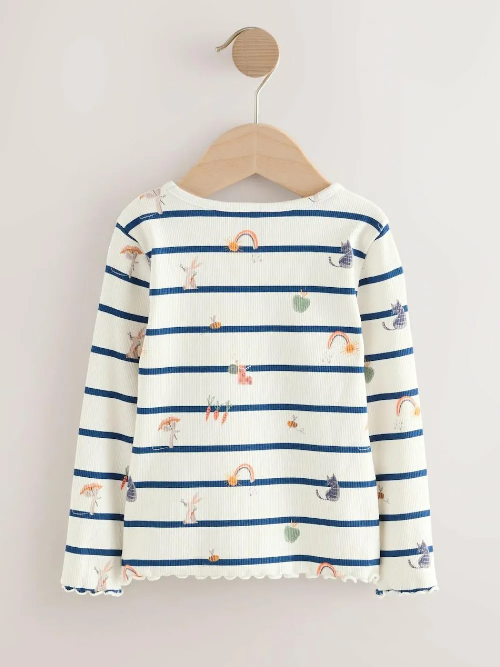 Sale Next Ecru/Navy Stripe Character Rib Long Sleeve T-Shirt (3mths-7yrs)