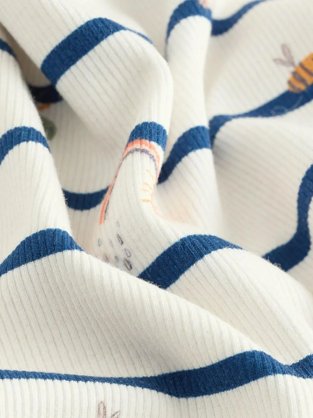 Sale Next Ecru/Navy Stripe Character Rib Long Sleeve T-Shirt (3mths-7yrs)