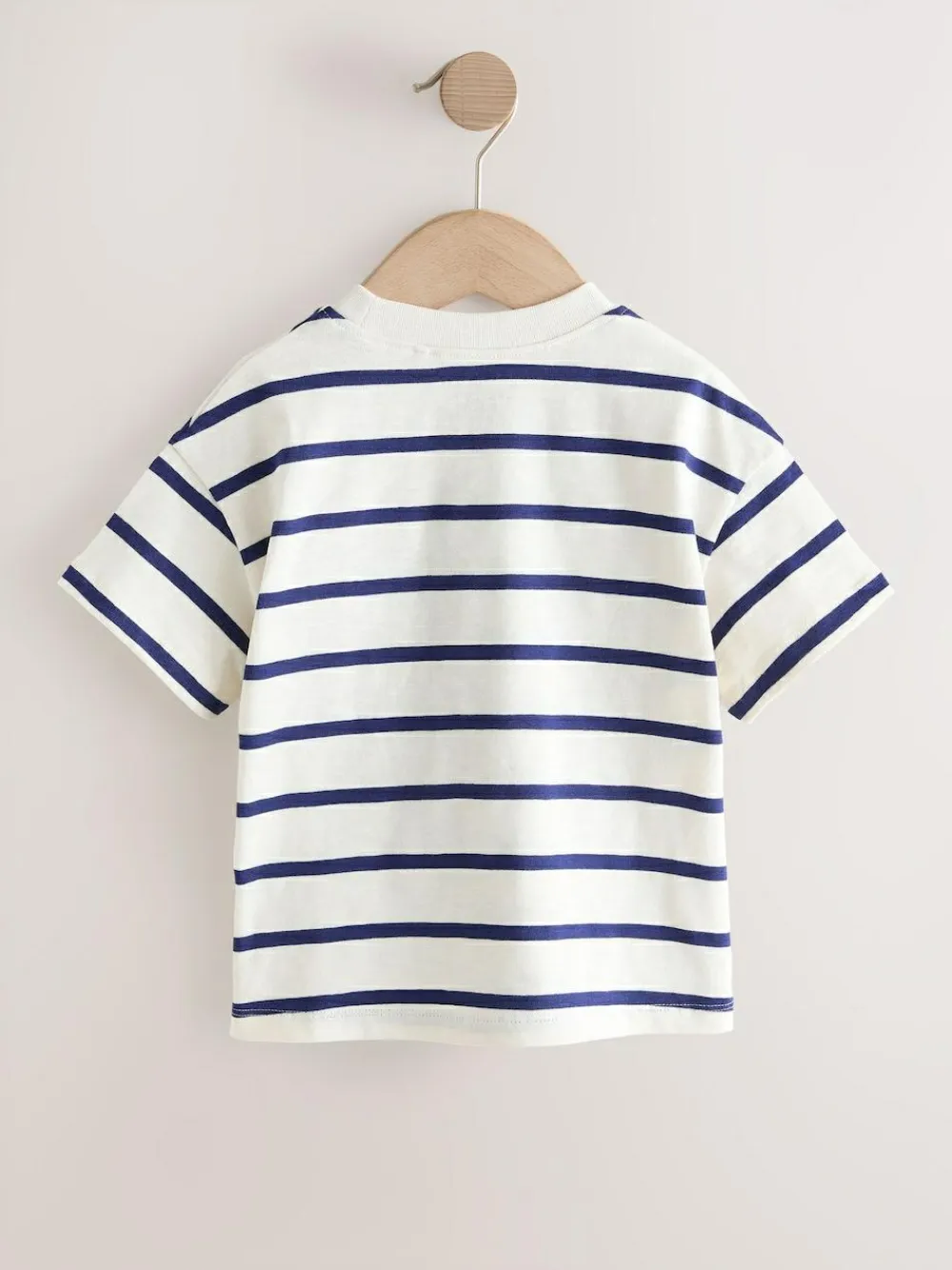 Outlet Next Short Sleeve Embroidered T-Shirt (3mths-7yrs) Ecru/Navy Stripe Cherry