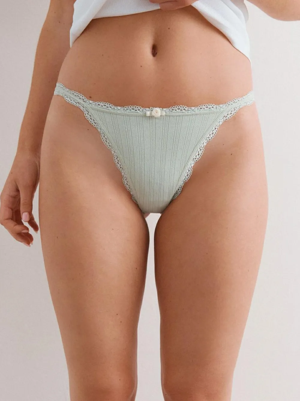 Next Ecru/Pink Thong Seamfree Pointelle Knickers 3 Pack^Women Panties|All Lingerie