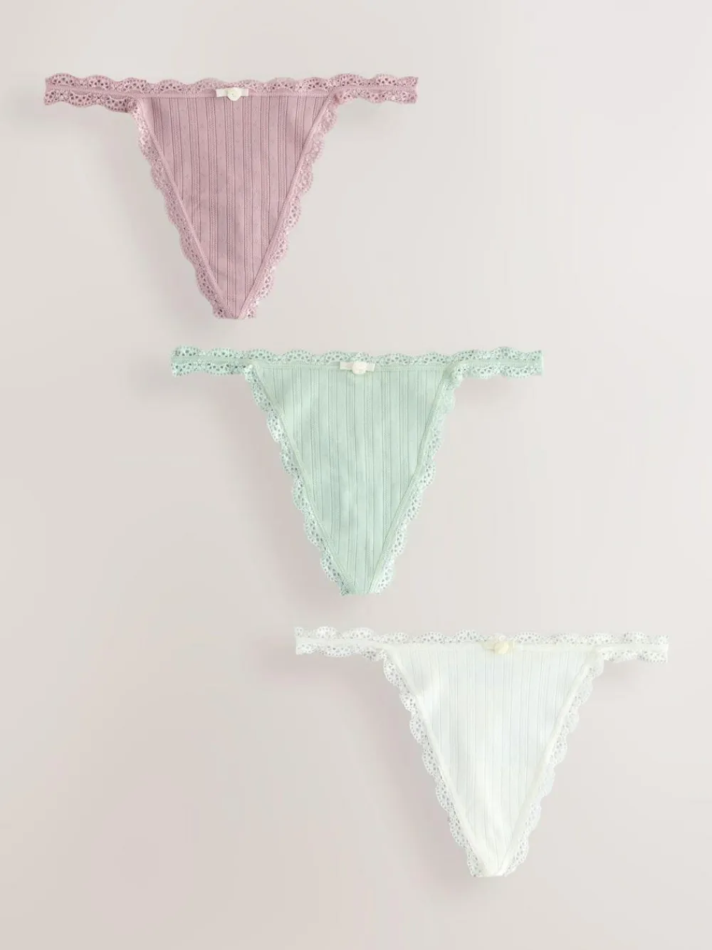 Next Ecru/Pink Thong Seamfree Pointelle Knickers 3 Pack^Women Panties|All Lingerie