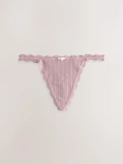 Next Ecru/Pink Thong Seamfree Pointelle Knickers 3 Pack^Women Panties|All Lingerie