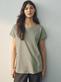 New Next Cap Sleeve T-Shirts 5 Pack Ecru/Taupe/Brown/Blue/Yellow